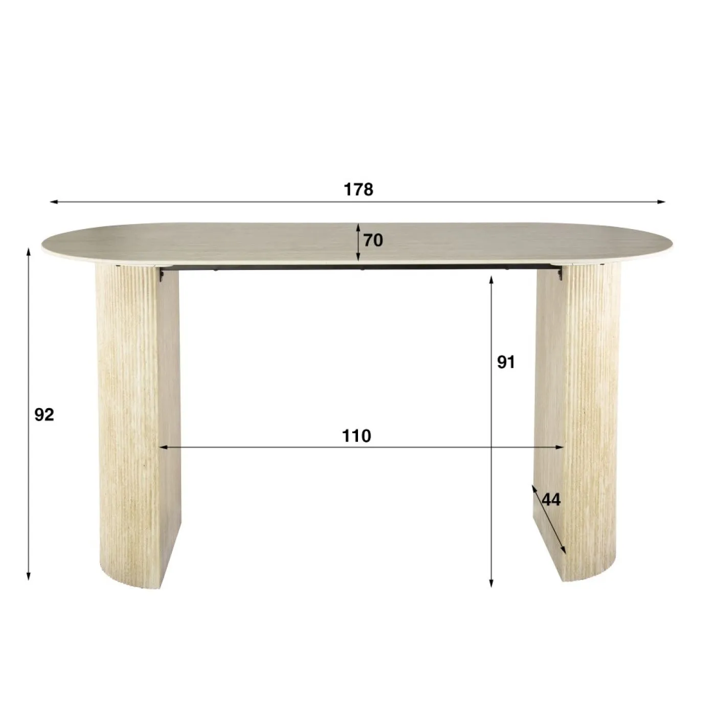 Bartisch Devo | oval | 180 cm | Keramik | Travertin