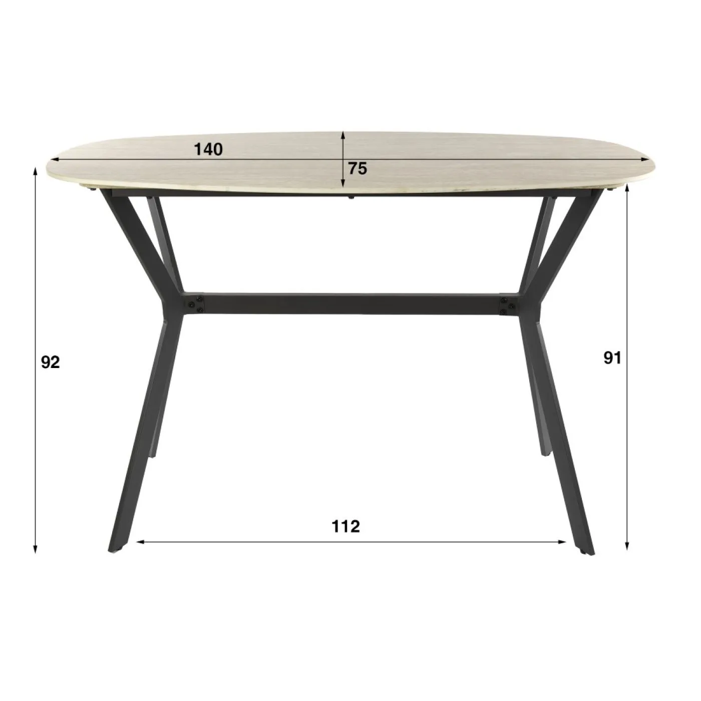 Bartisch Homa | Keramik Travertin | 140 cm | beige