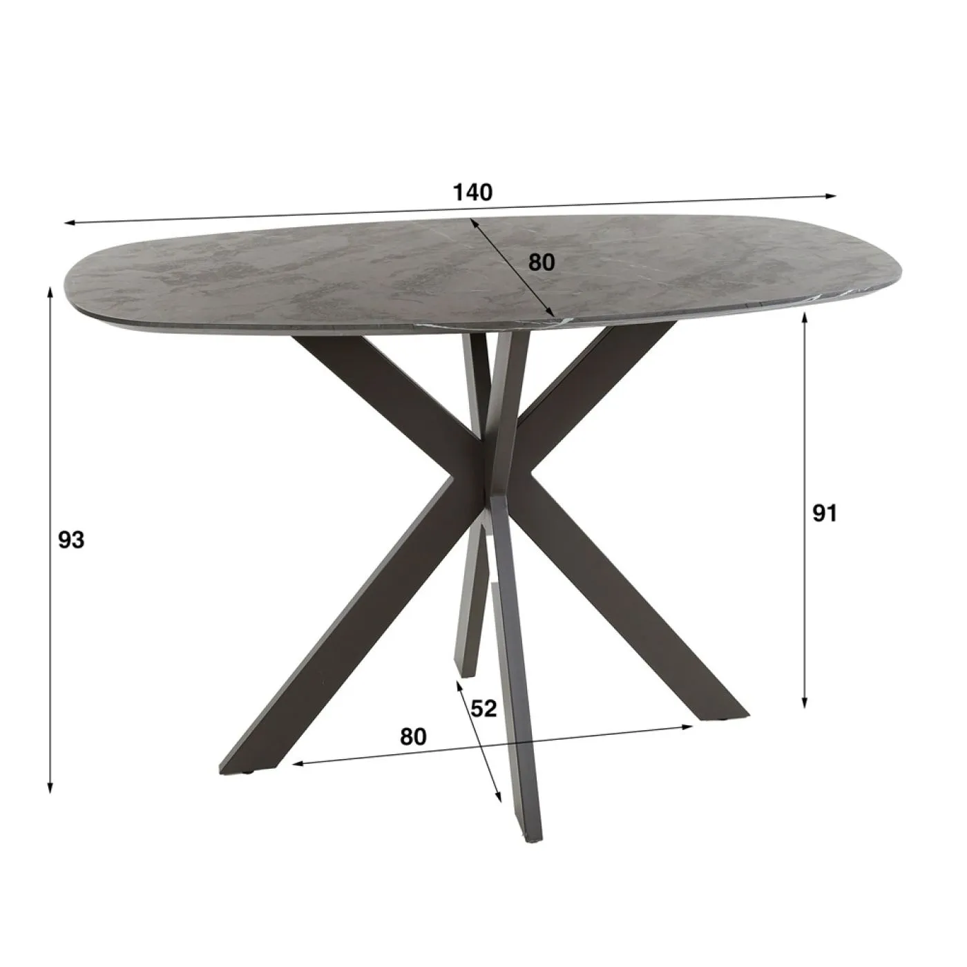 Bartisch Pouzina | 140cm | Kreuzgestell | 3D Melamin graphite