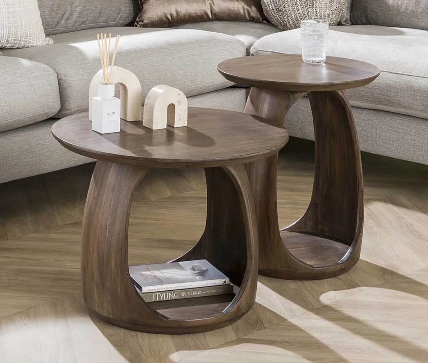 Beistelltisch Kina 2 | Akazie massiv | glaze brown