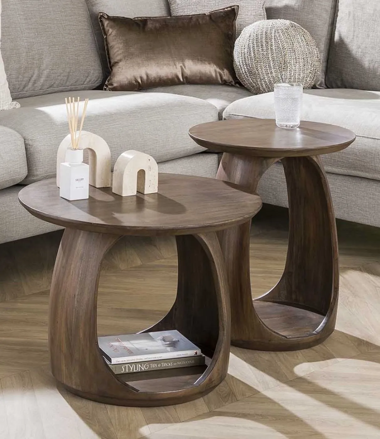 Beistelltisch Kina 3 | Akazie massiv | glaze brown