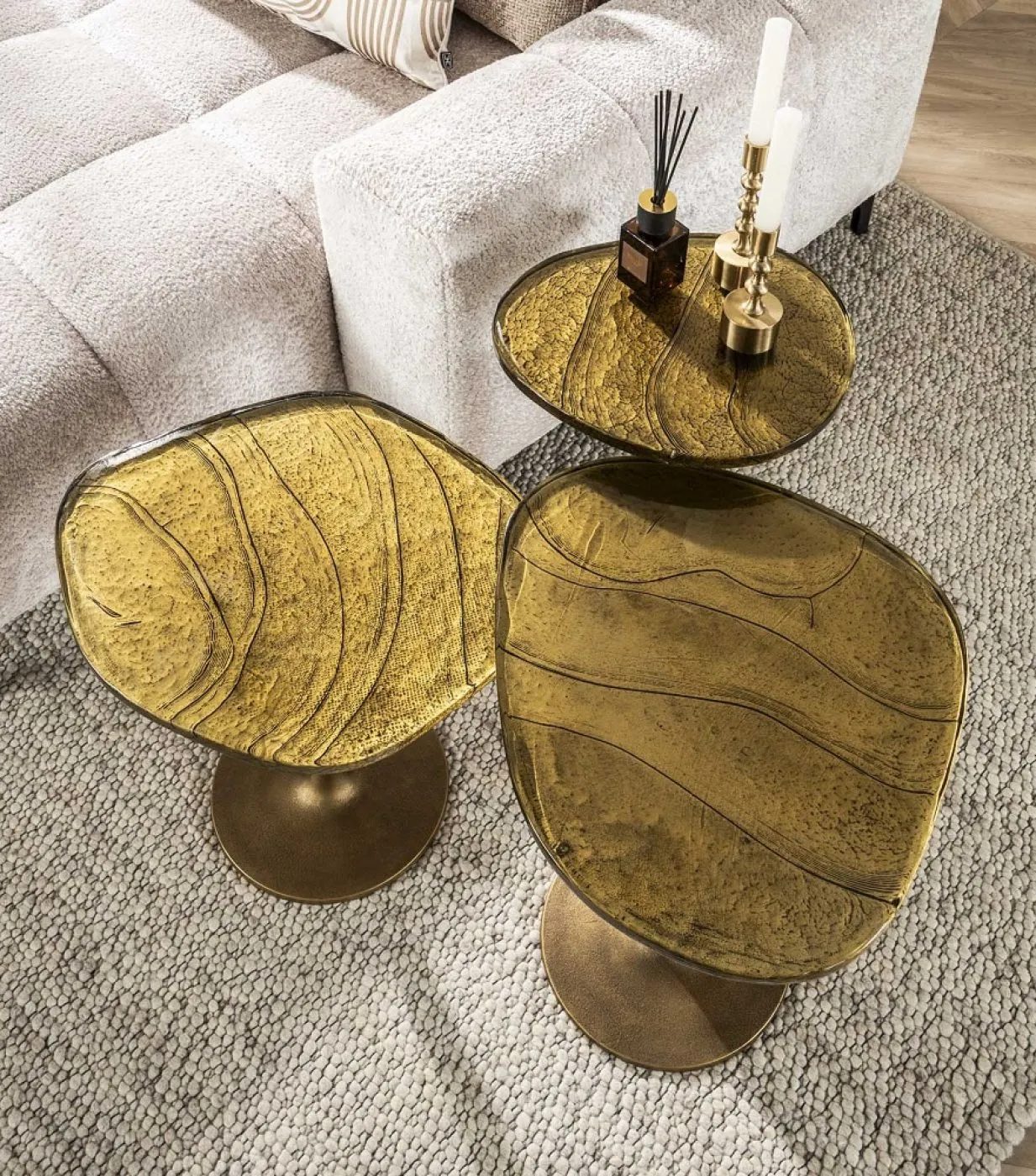 Beistelltisch Mira 2 | Glas | Antikgold