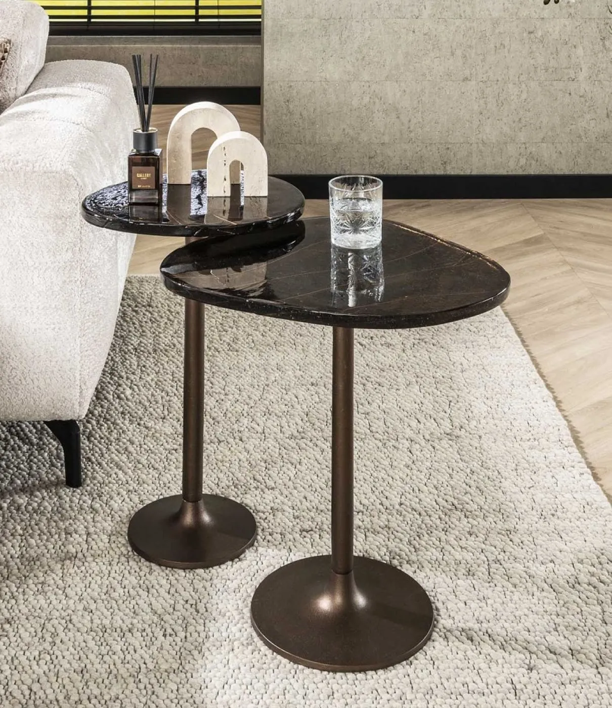 Beistelltisch Mira 2 | Glas | Antikkupfer