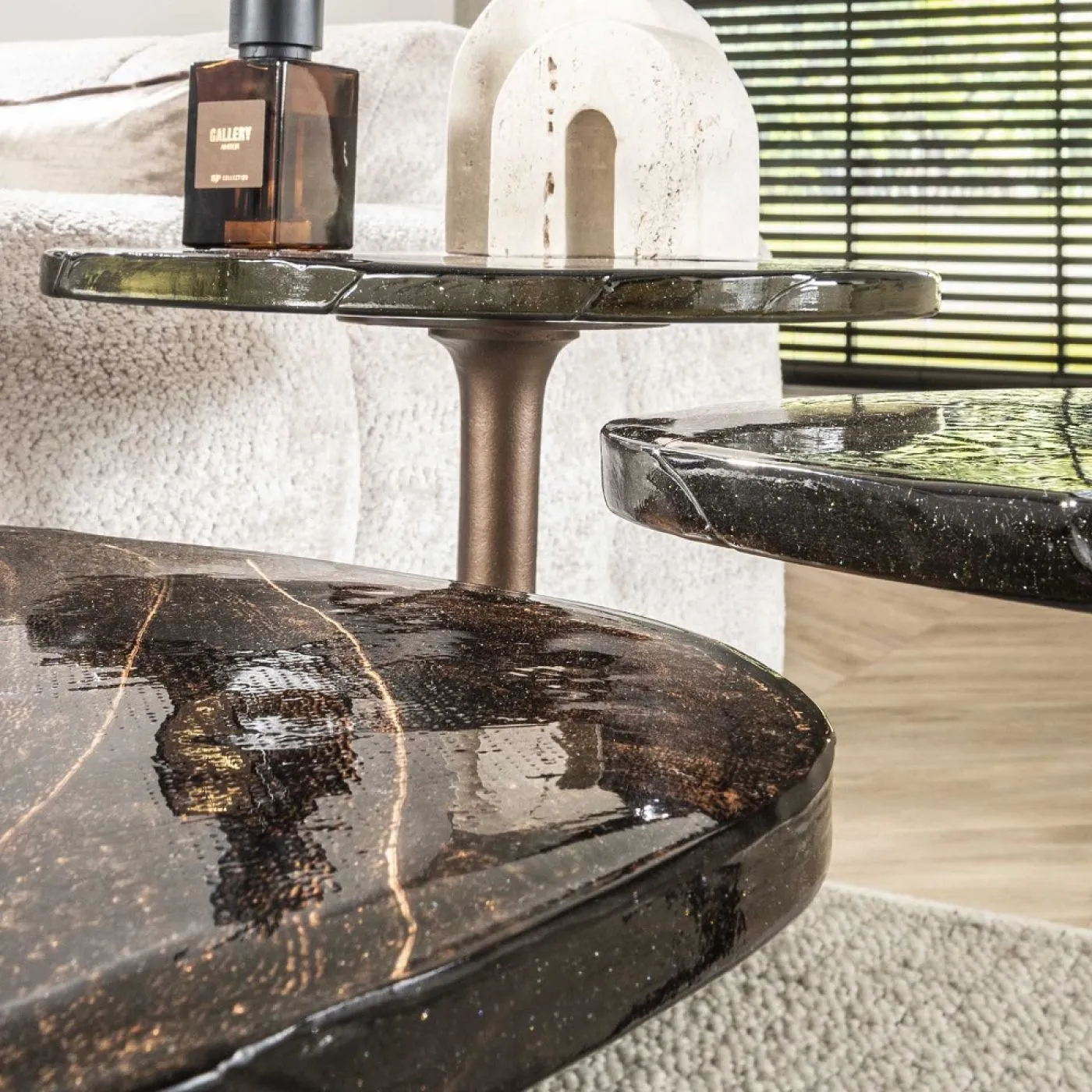 Beistelltisch Mira 3 | Glas | Antikkupfer