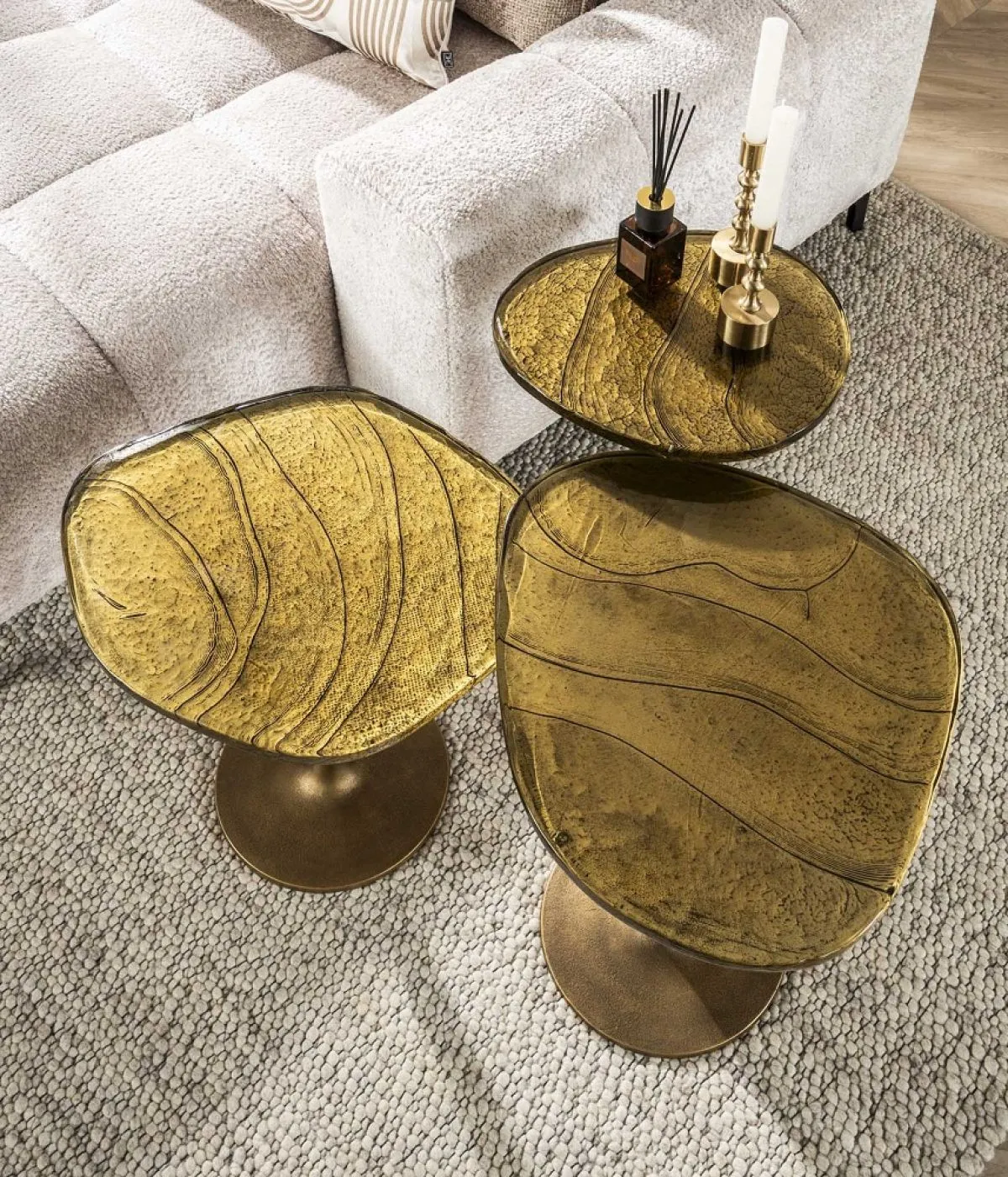 Beistelltisch Mira | Glas | Antikgold