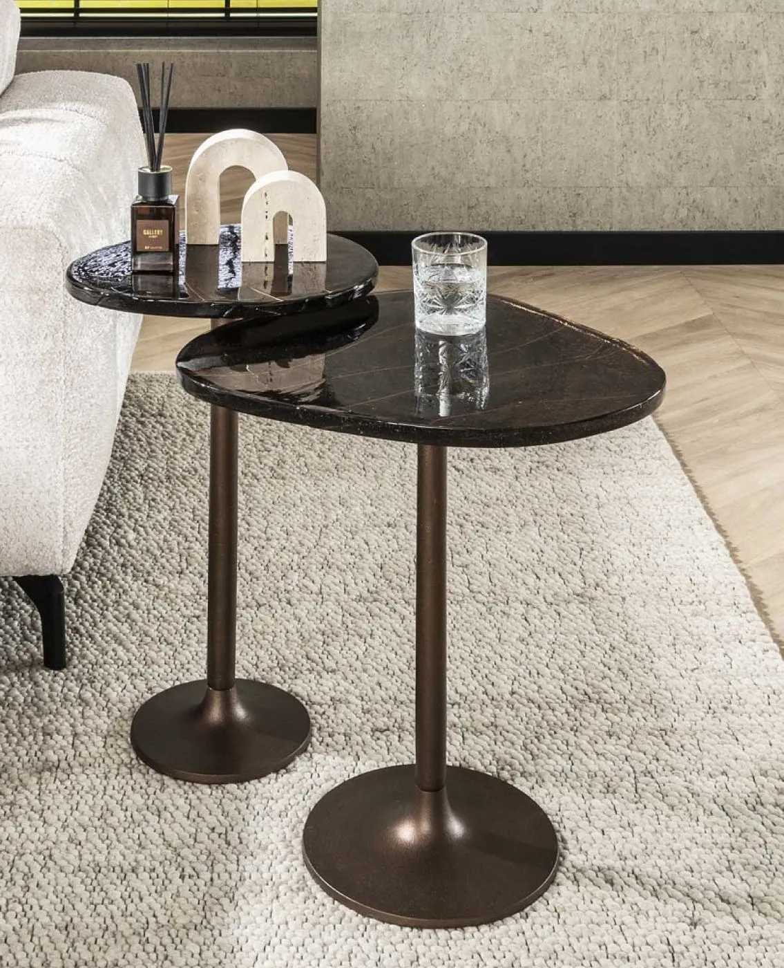 Beistelltisch Mira | Glas | Antikkupfer