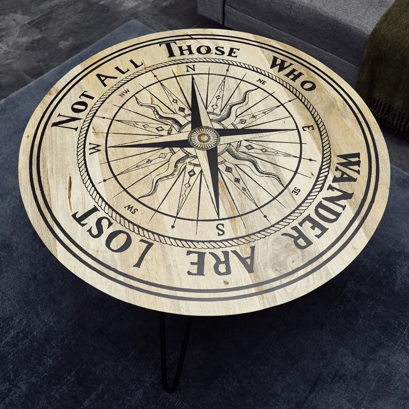 Beistelltisch Nevis | Mango massiv | Ø46/Ø90 | mit Druck | natur | verschiedene Größen