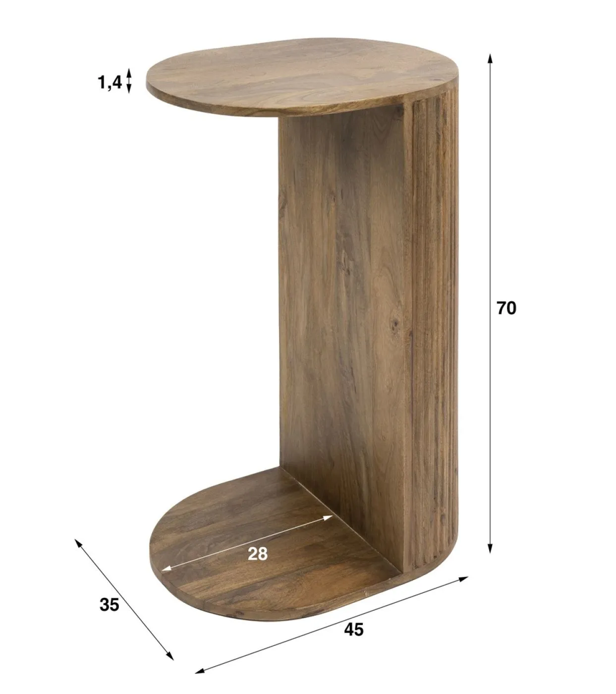 Beistelltisch Riva, im Wohnzimmer neben Sofa, ovale Tischplatte mit gerillter Säulenfuß – Ansicht 6