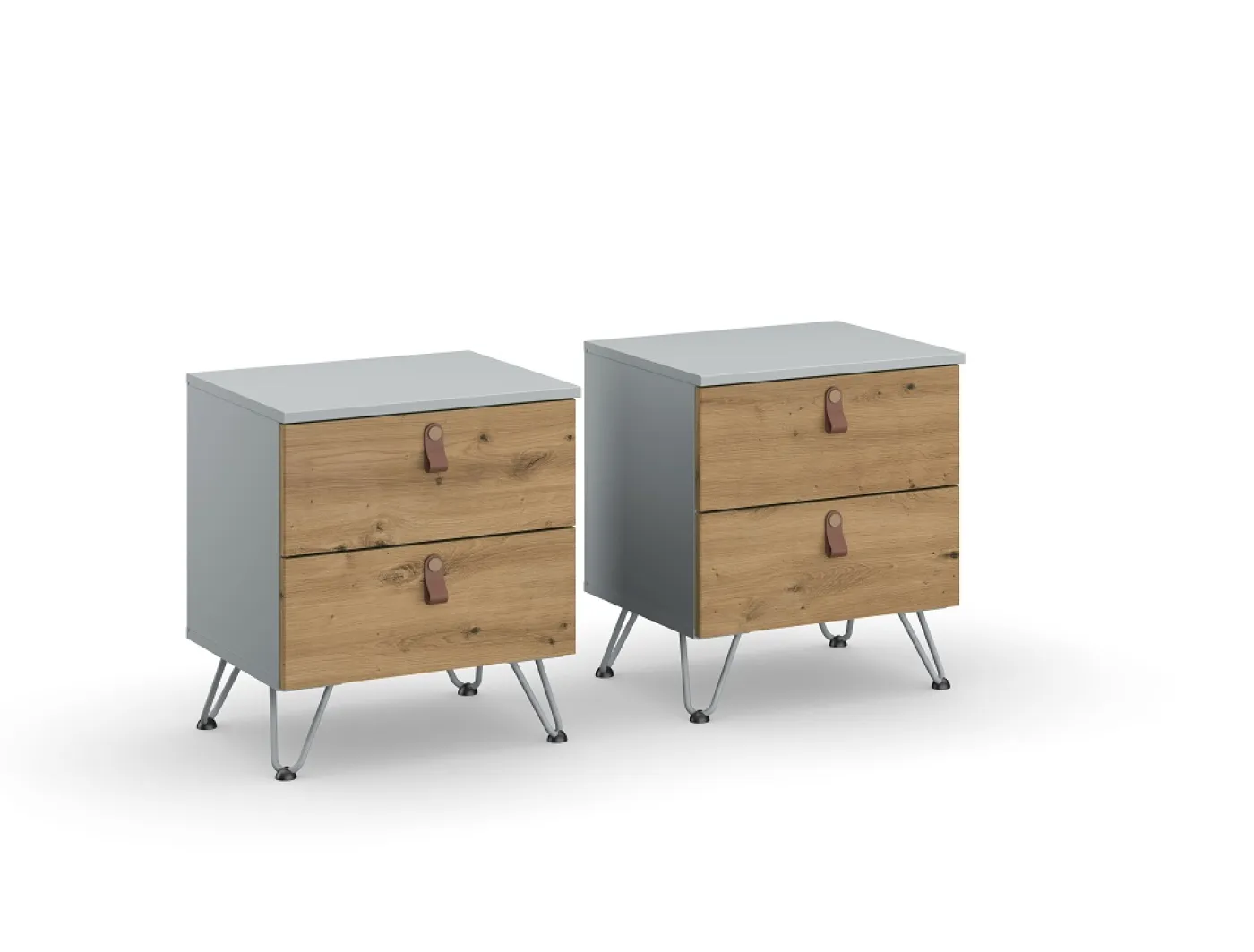 Bett Set Homey | mit Polsterkopfteil | seidengrau | 180x200 | mit 2 Nachttische