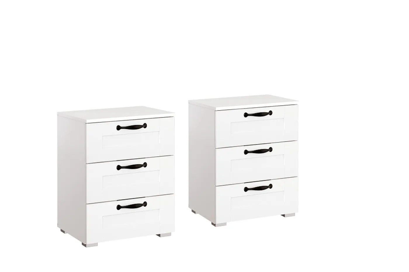 Bett Set Set Cottage | mit Sockelschubkästen | alpinweiß | 160x200 | mit 2 Nachttische