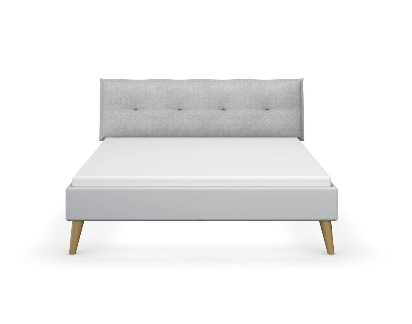 Bett Set Skandi | mit Polsterkopfteil | seidengrau | 140x200 | mit 2 Nachttische