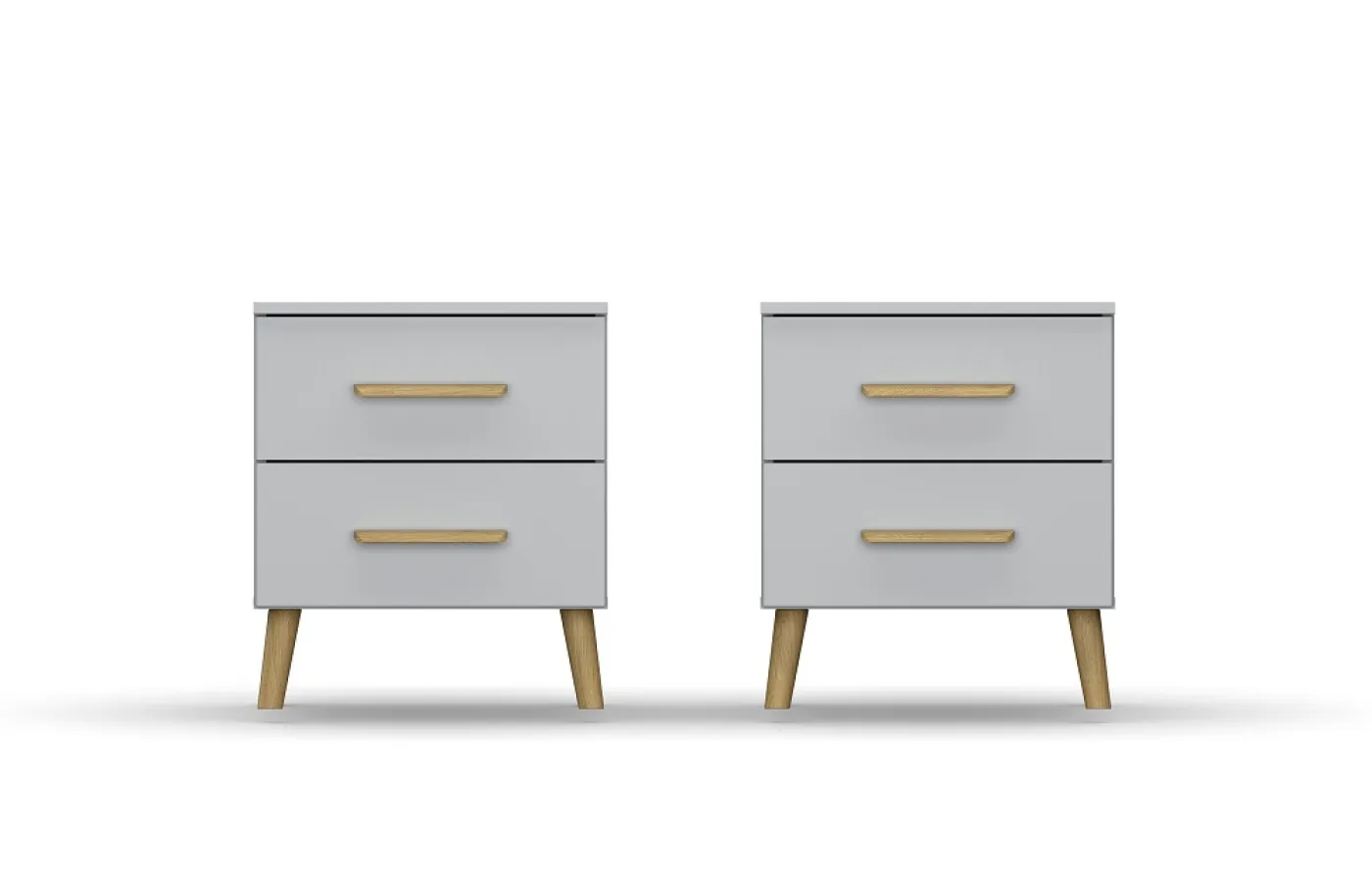 Bett Set Skandi | mit Polsterkopfteil | seidengrau | 140x200 | mit 2 Nachttische