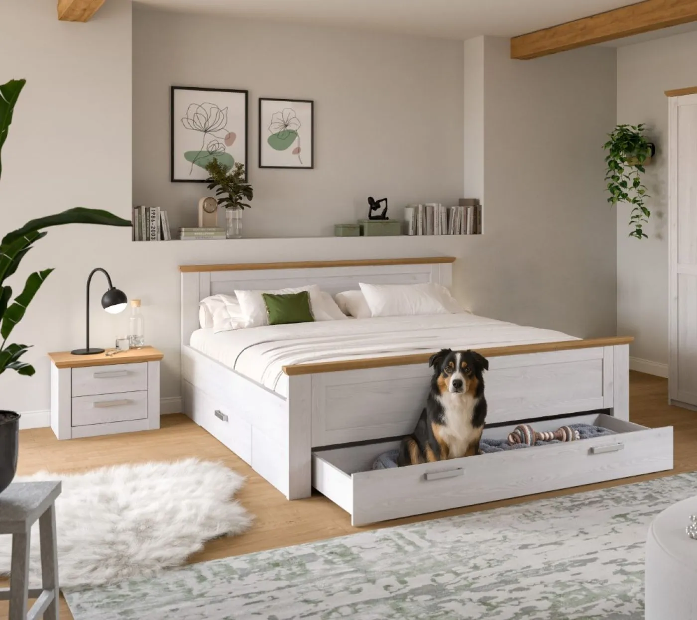 Bettanlage Verona 3 | mit Nachttisch & Bettauszügen | Artisan / Sibiu Lärche