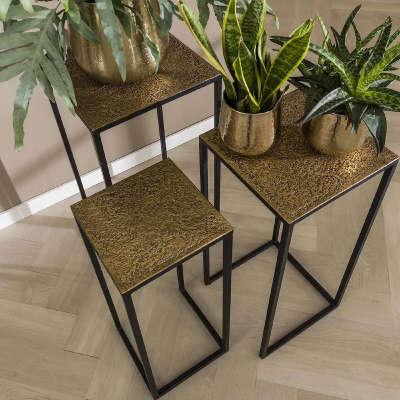 Blumentischset Vuel | 3-teilig | Metall | metallic / antike Bronze