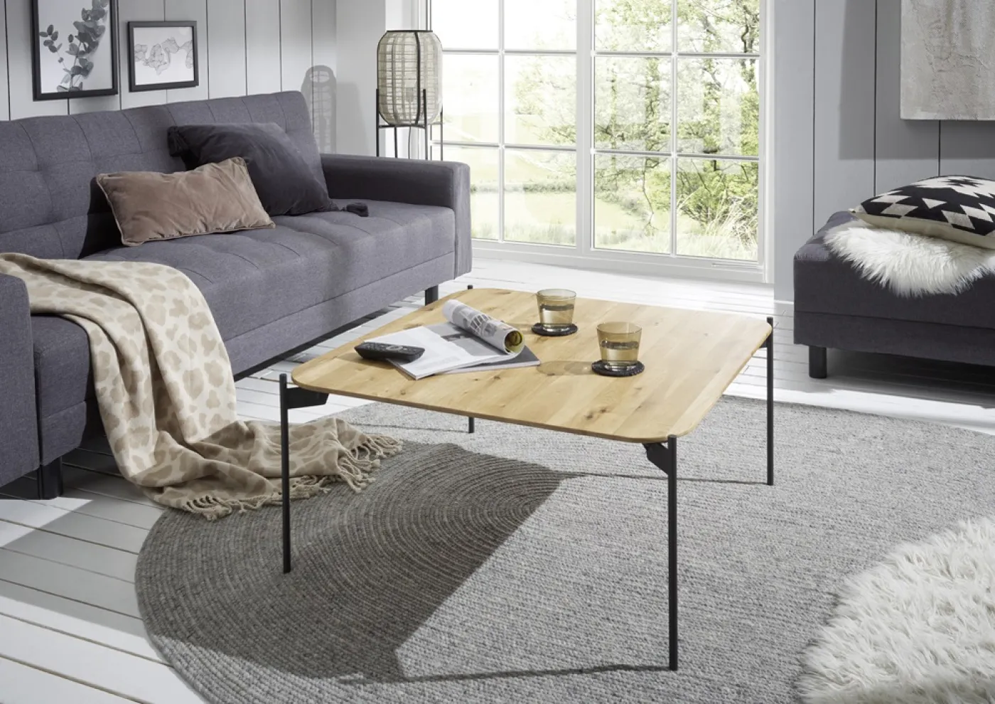 Couchtisch Alto | Eiche massiv / schwarz | verschiedene Größen 80x38x80