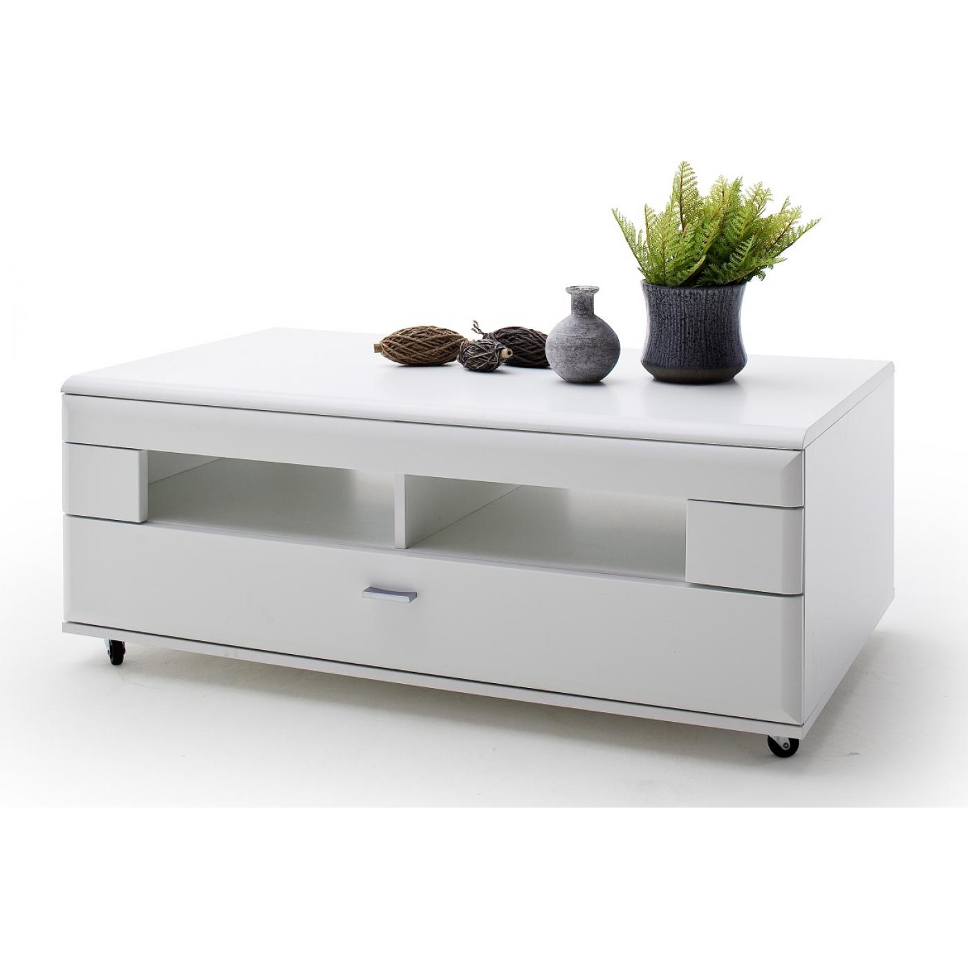 Couchtisch Amora | auf Rollen | 115x70 | weiß matt