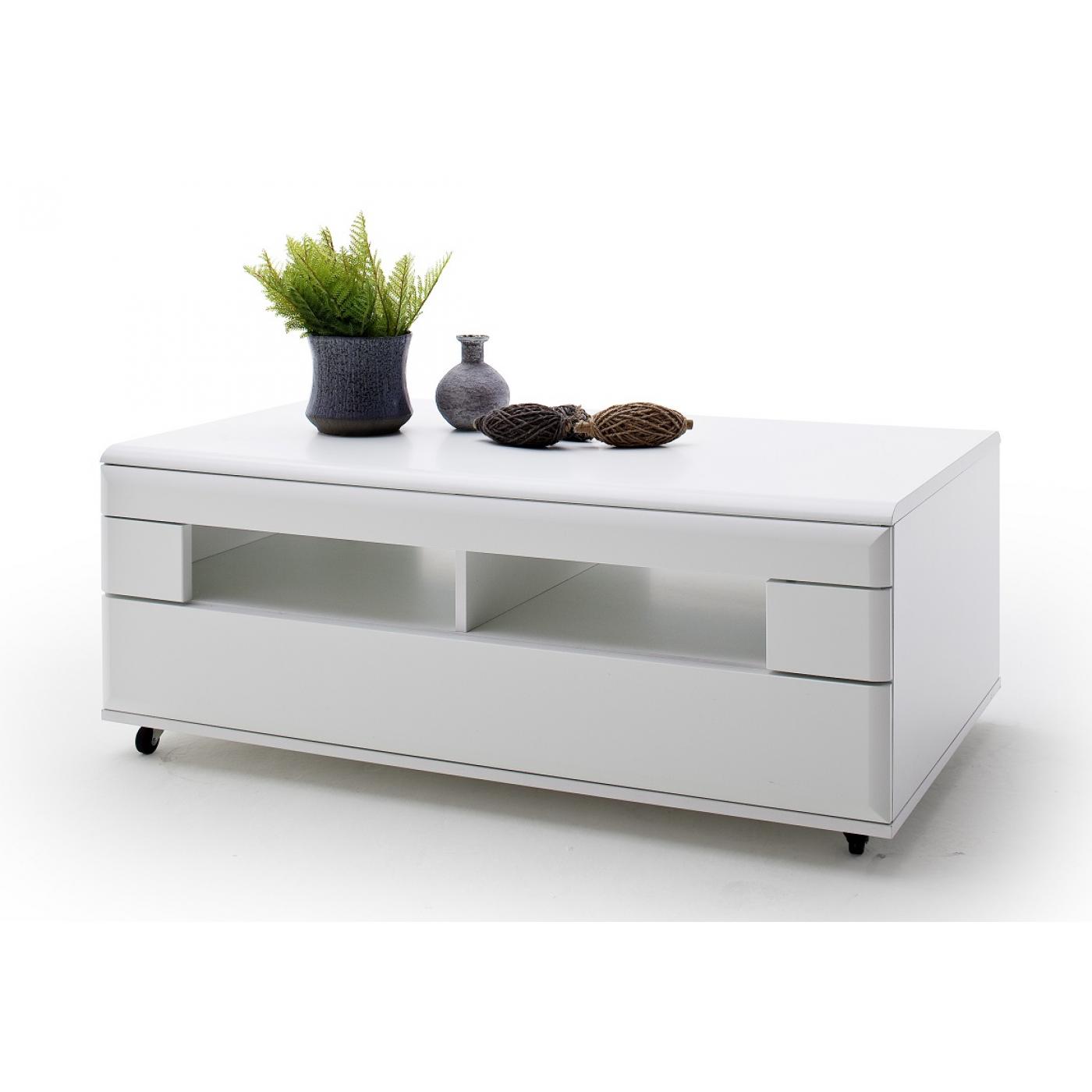 Couchtisch Amora | auf Rollen | 115x70 | weiß matt