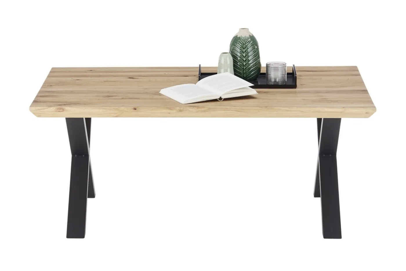 Couchtisch Asola | Eiche / schwarz | X-Fuß | 110x45x70