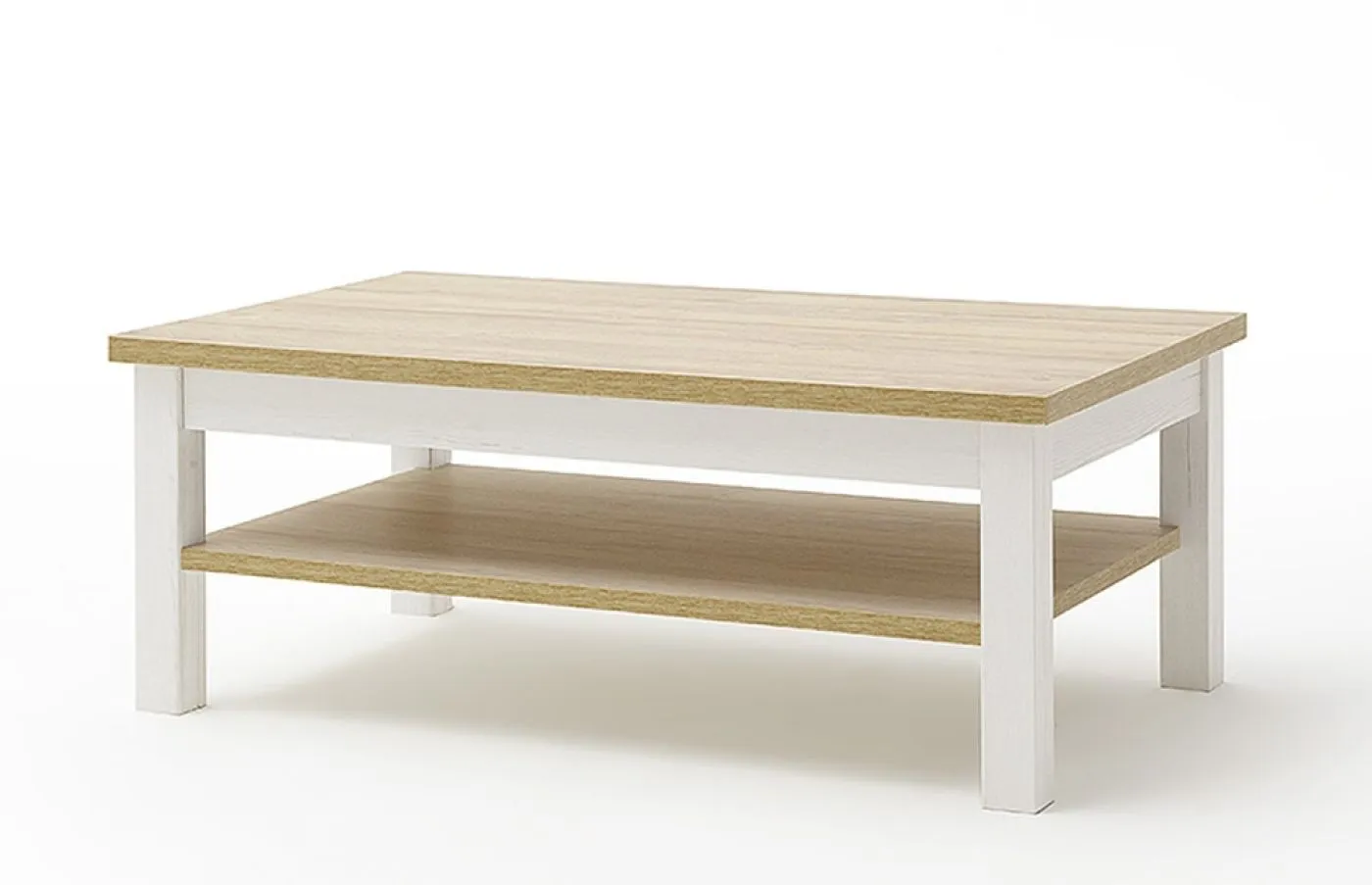 Couchtisch Brixen, Landhausstil, Rechteckige Tischplatte, offenes Ablagefach darunter – Ansicht 2