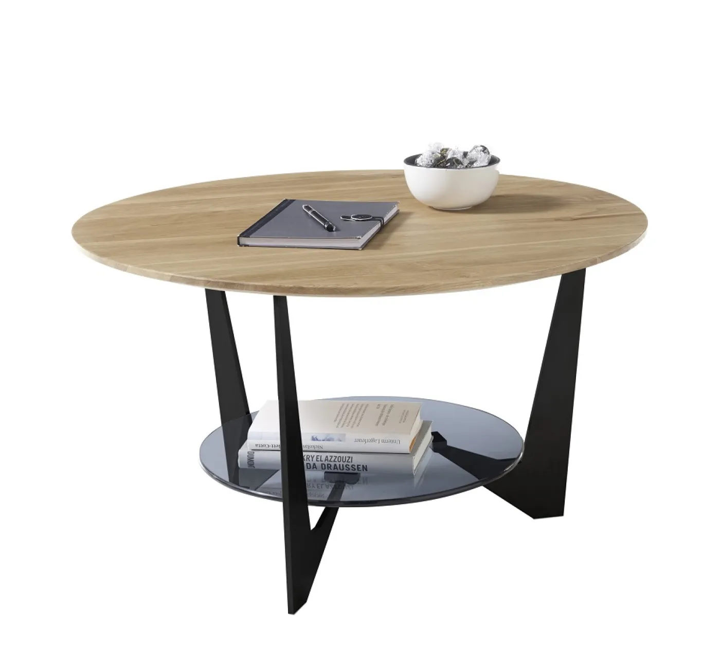 Couchtisch Cadiz rund | Ø70 | Eiche massiv / grau