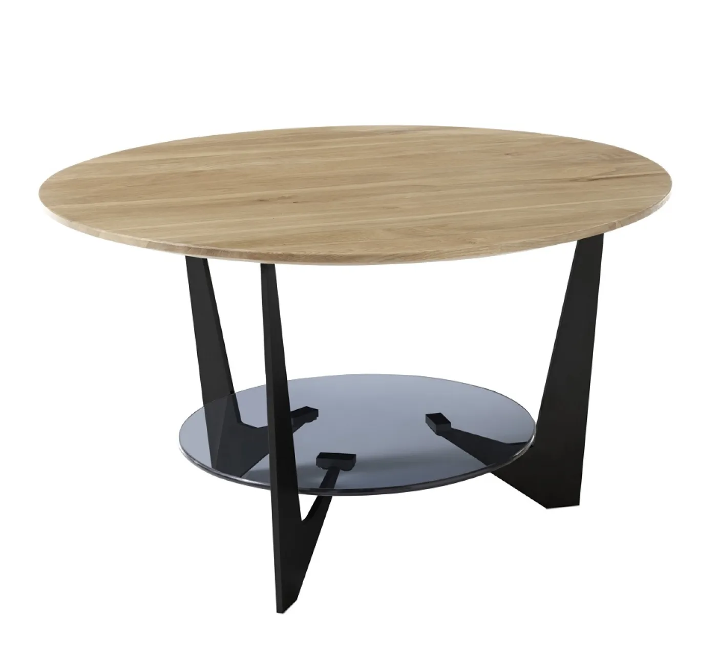 Couchtisch Cadiz rund | Ø70 | Eiche massiv / grau