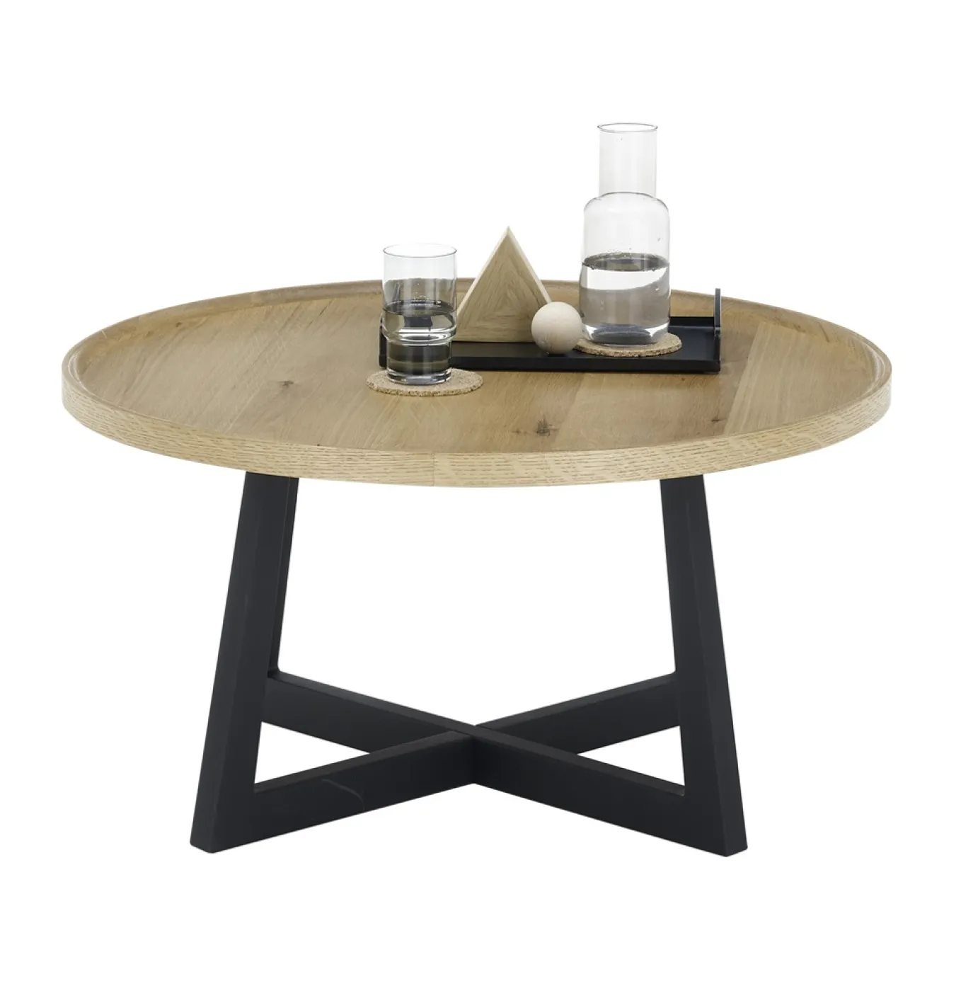 Couchtisch Casoria | rund | Eichefarben / schwarz