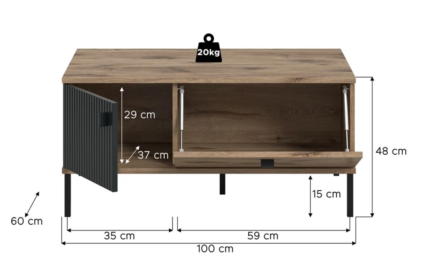 Couchtisch Chess | Nox Oak / schwarz