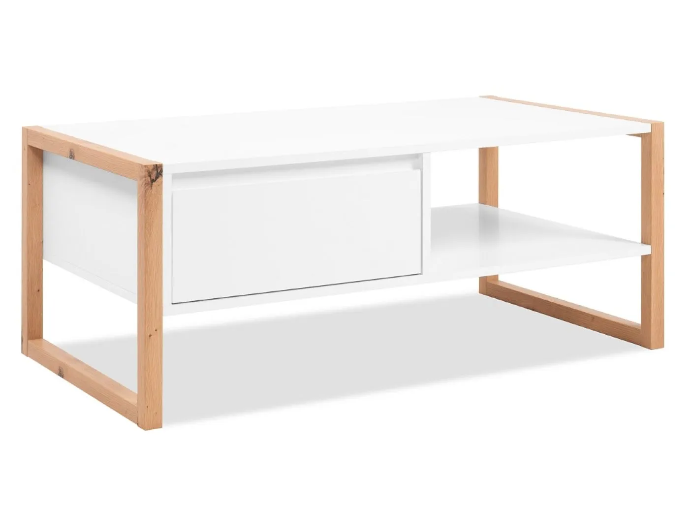 Couchtisch Denver | mit Unterboden | Artisan Eiche / weiß