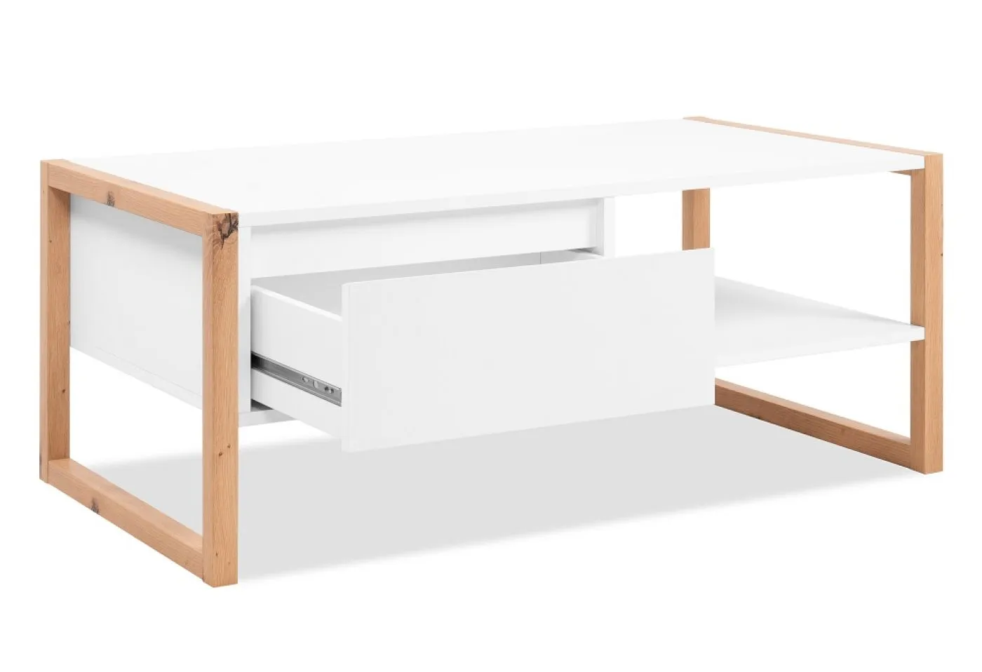 Couchtisch Denver | mit Unterboden | Artisan Eiche / weiß