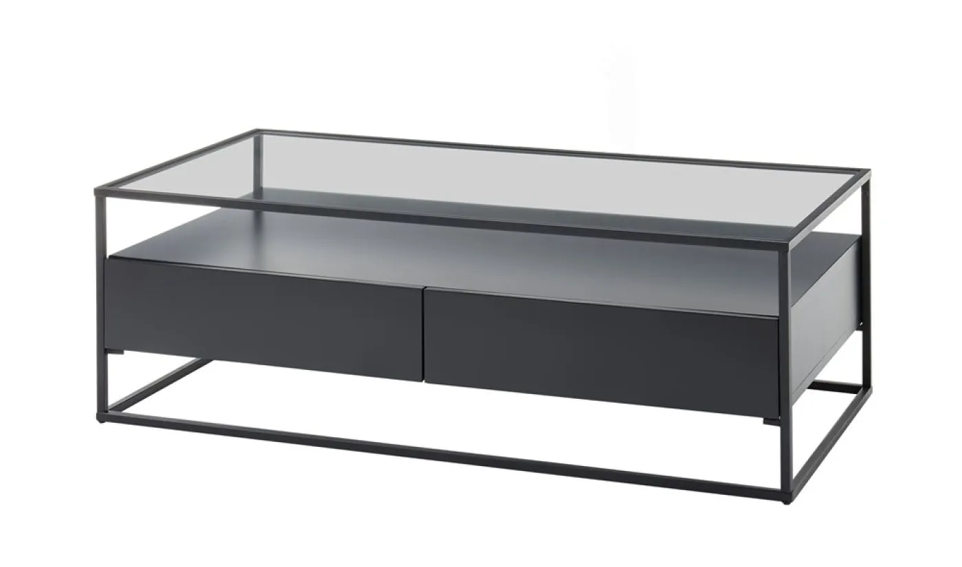 Couchtisch Evora mit Glasplatte | 120x60 | schwarz