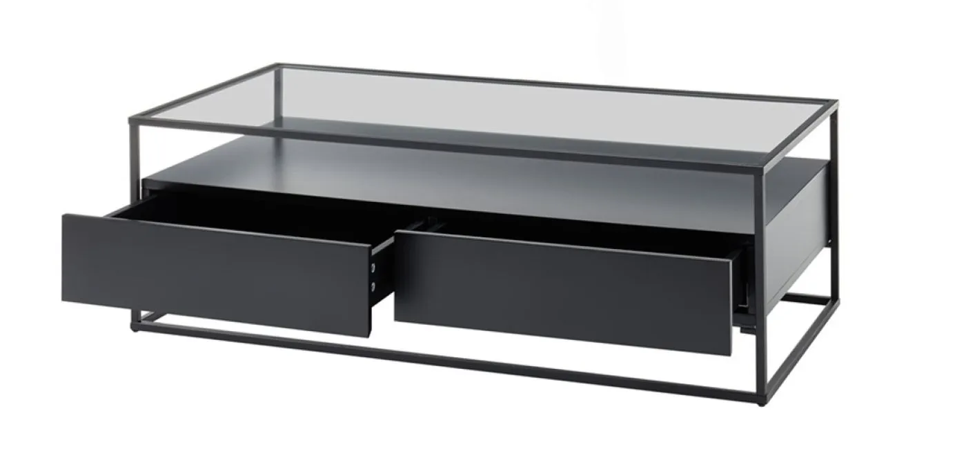 Couchtisch Evora mit Glasplatte | 120x60 | schwarz