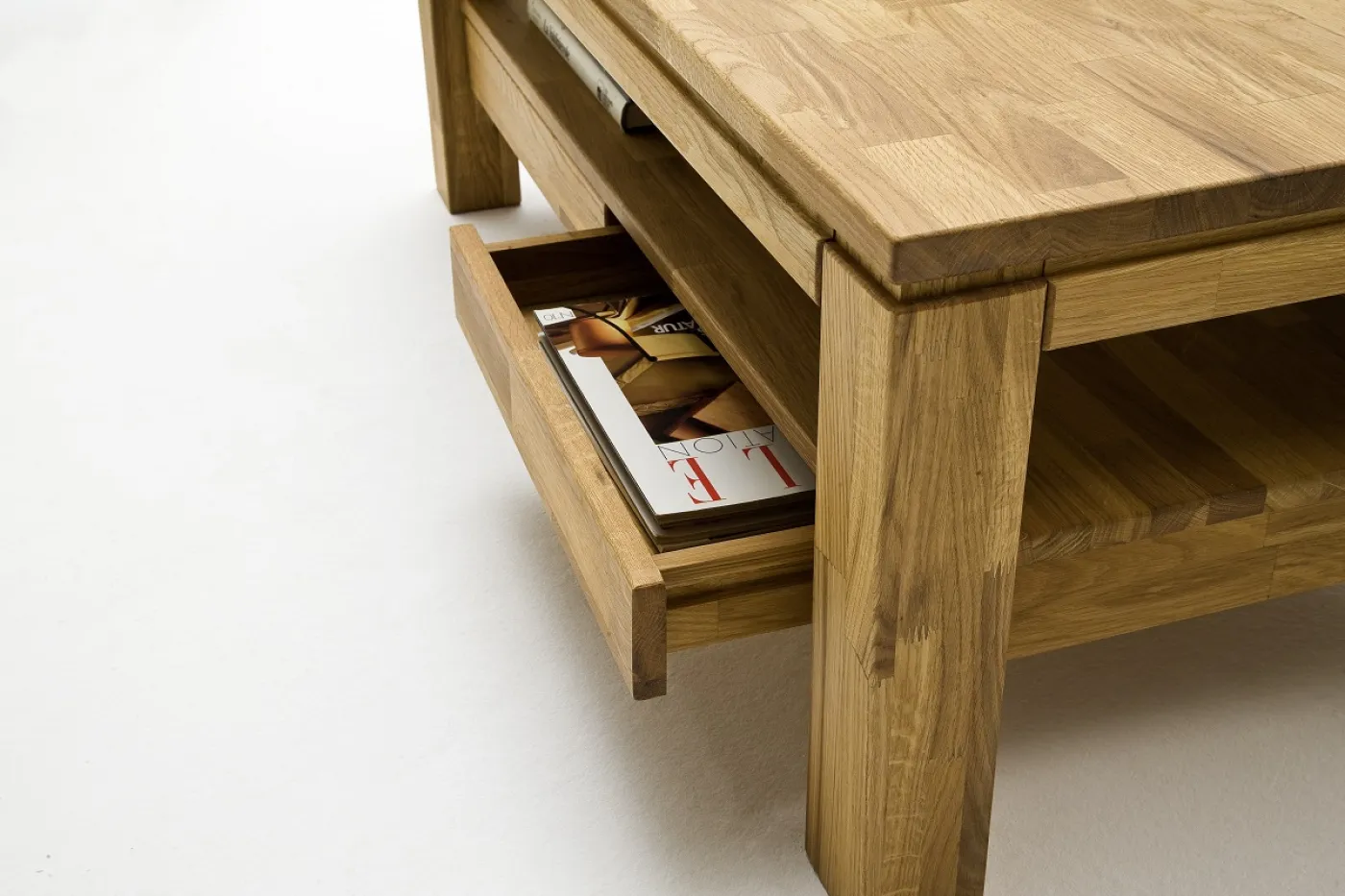 Couchtisch Gordon | Asteiche massiv | mit Schubkästen | 115X70 | Eiche