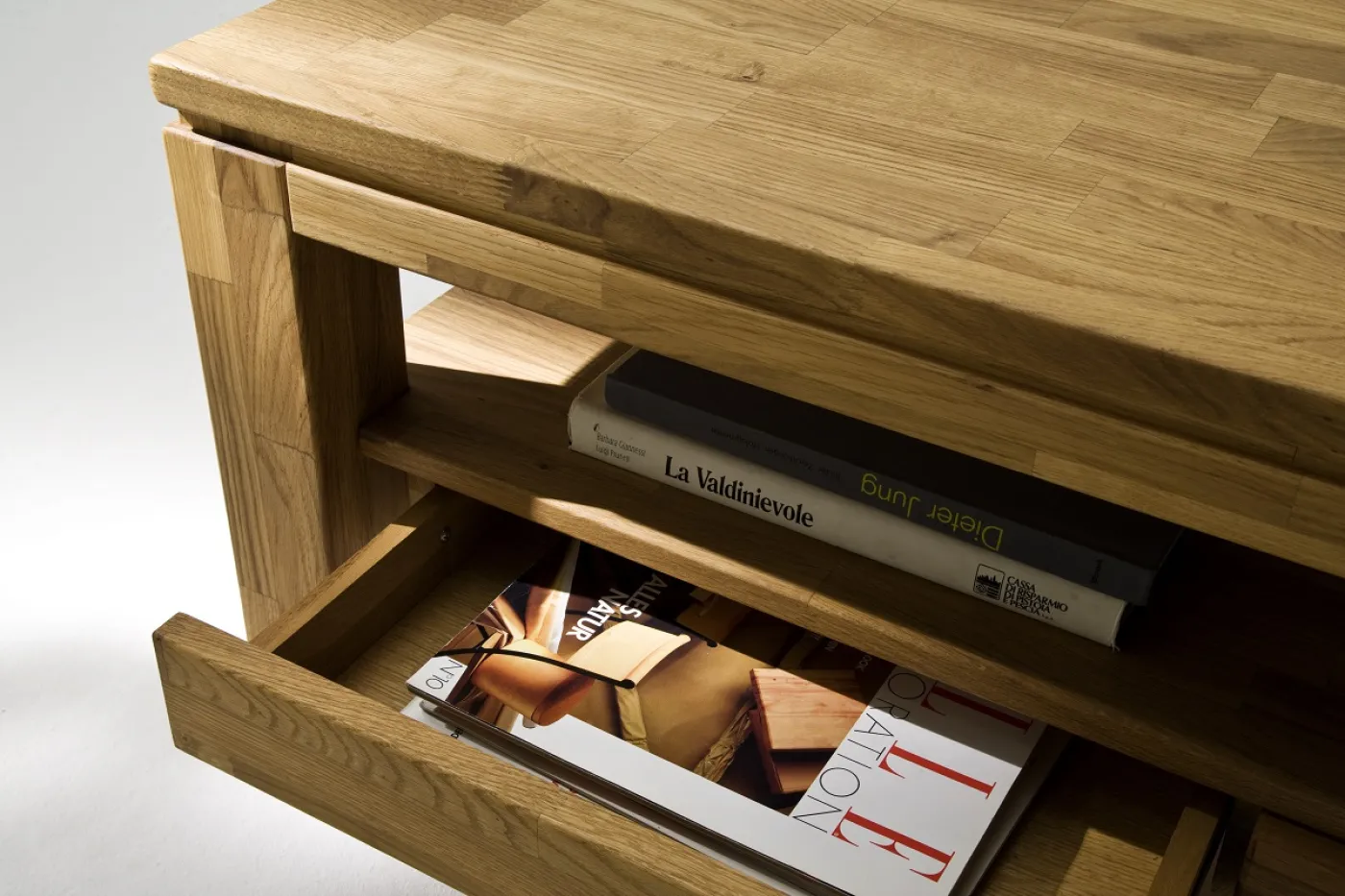 Couchtisch Gordon | Asteiche massiv | mit Schubkästen | 115X70 | Eiche