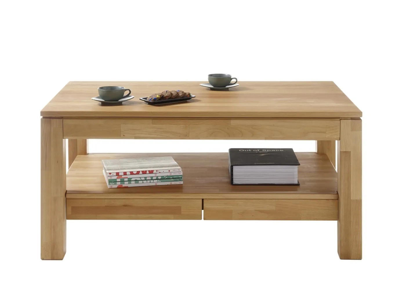 Couchtisch Gordon | Kernbuche massiv | mit Schubkästen | 115X70 | natur