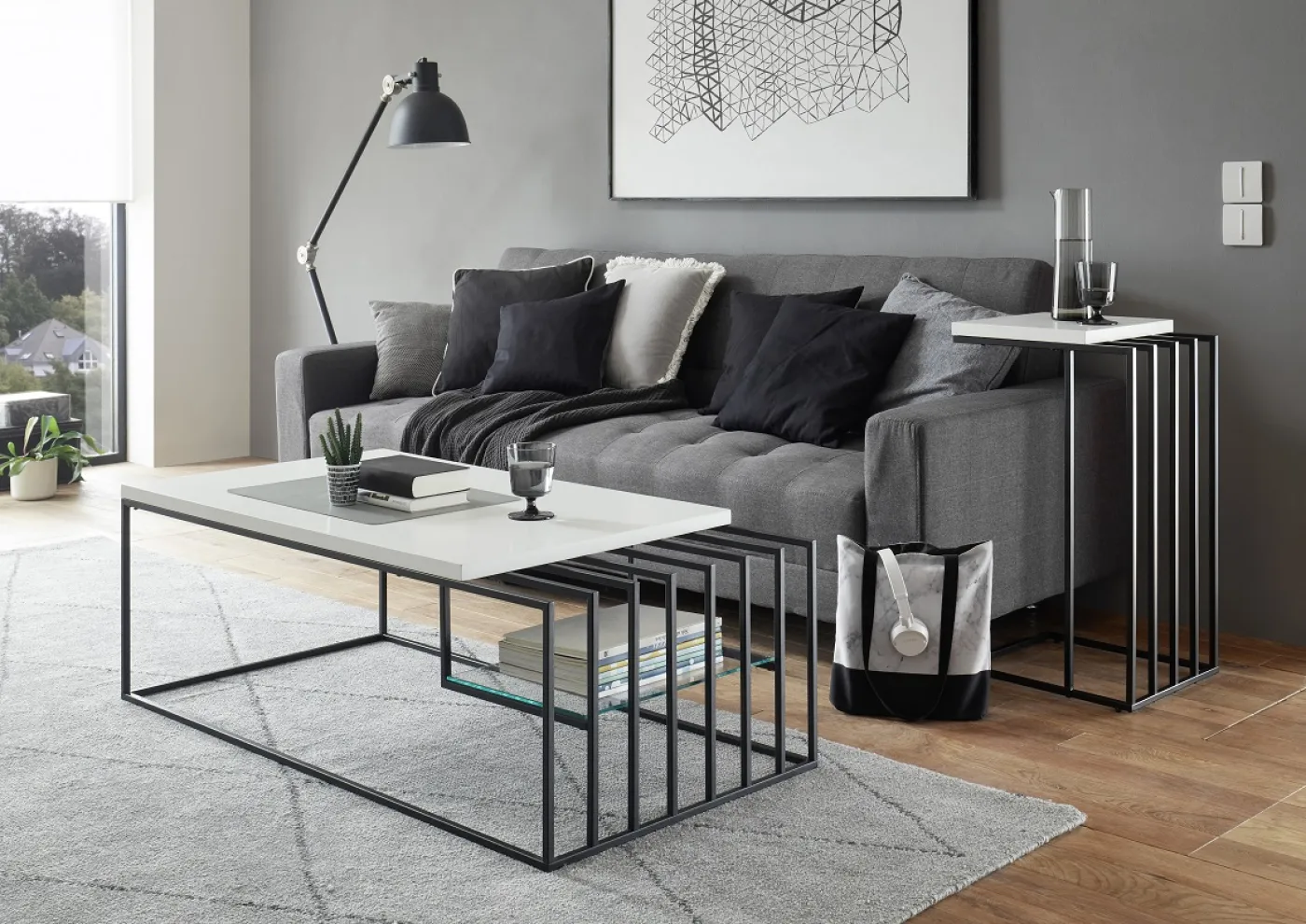 Couchtisch Juba | 120x60 | weiß matt / schwarz