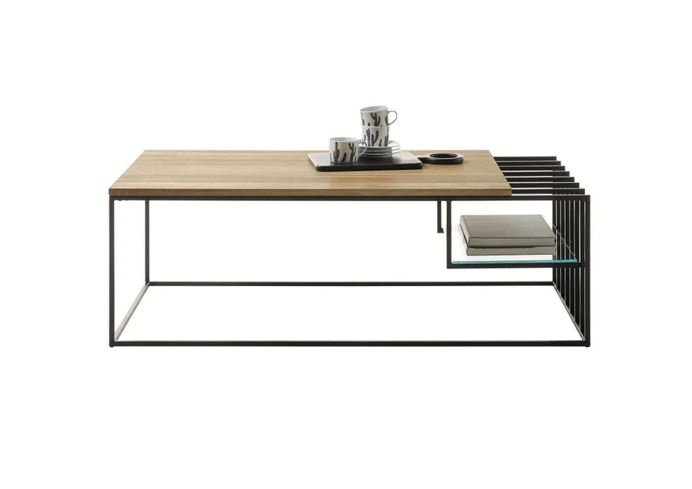 Couchtisch Juba | Eiche massiv | 120x60 | Eichefarben / schwarz