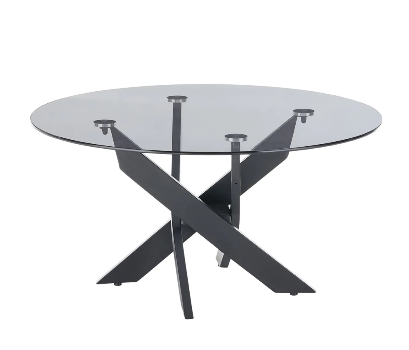 Couchtisch Kopenhagen mit Glasplatte | rund Ø 80 | grau / schwarz matt