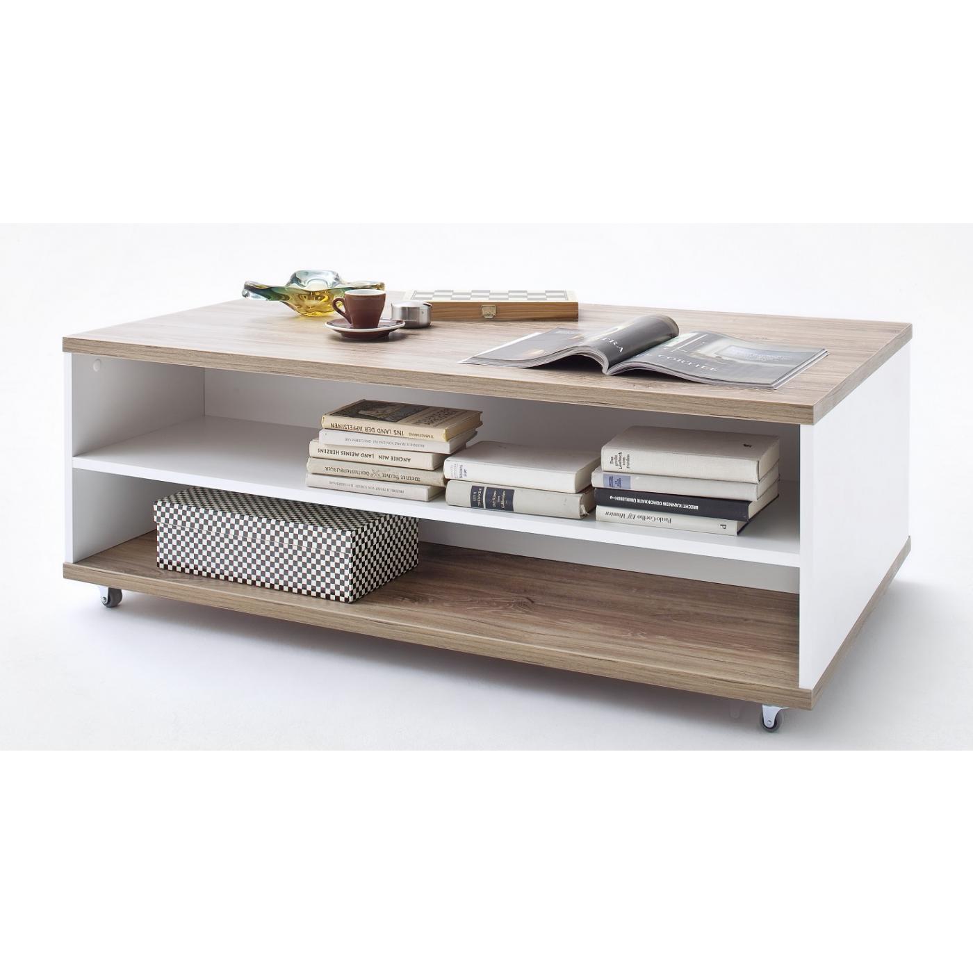 Couchtisch Luzern | 115x70 | weiß Hochglanz / Sterling Oak