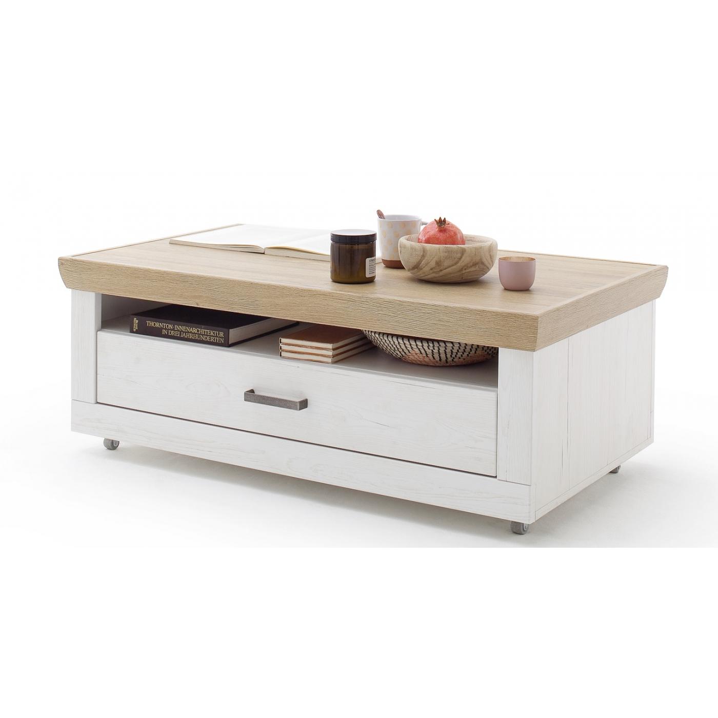 Couchtisch Madrid | Landhaus | auf Rollen | 115x60 | Pinie Aurelio/ Grandson Oak