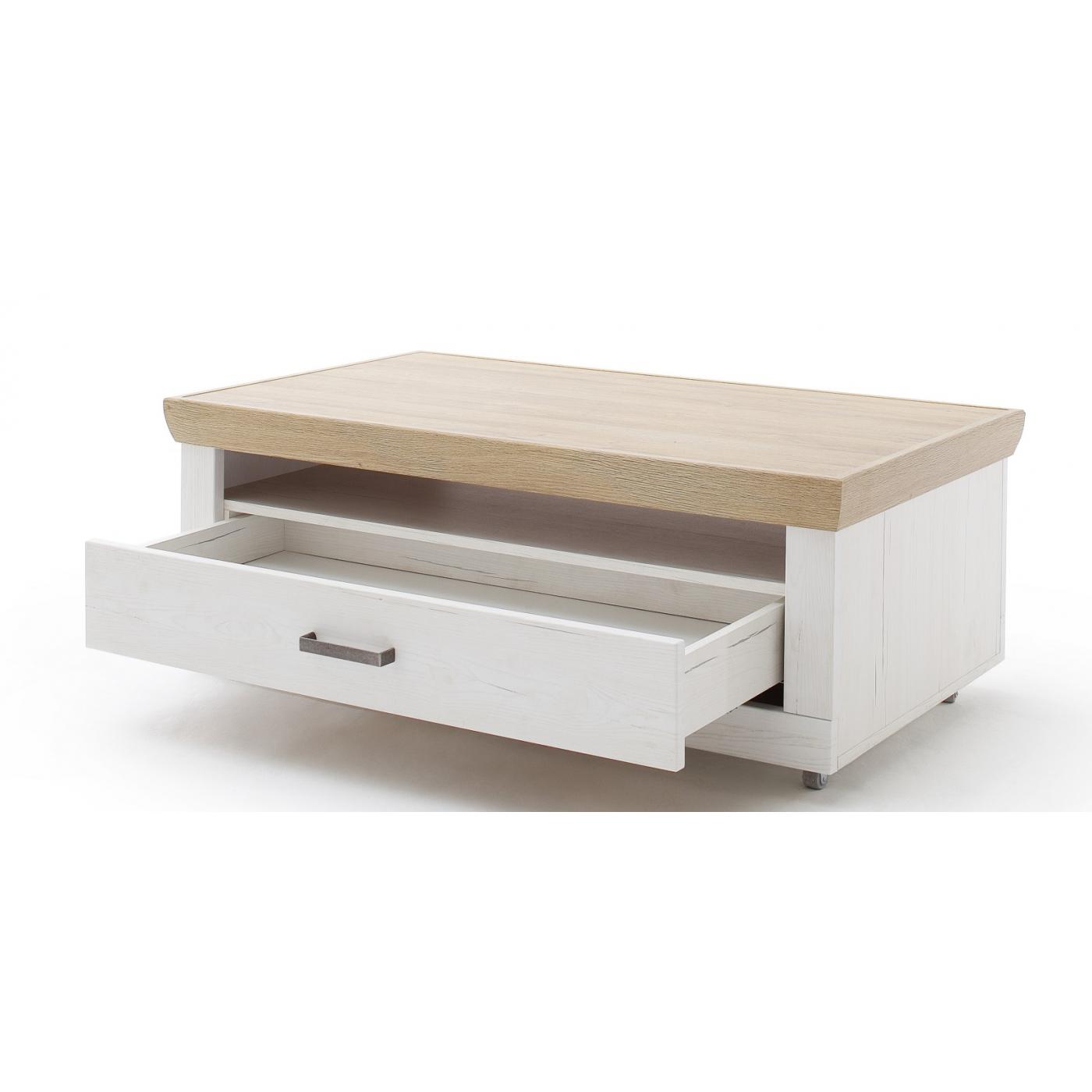 Couchtisch Madrid | Landhaus | auf Rollen | 115x60 | Pinie Aurelio/ Grandson Oak