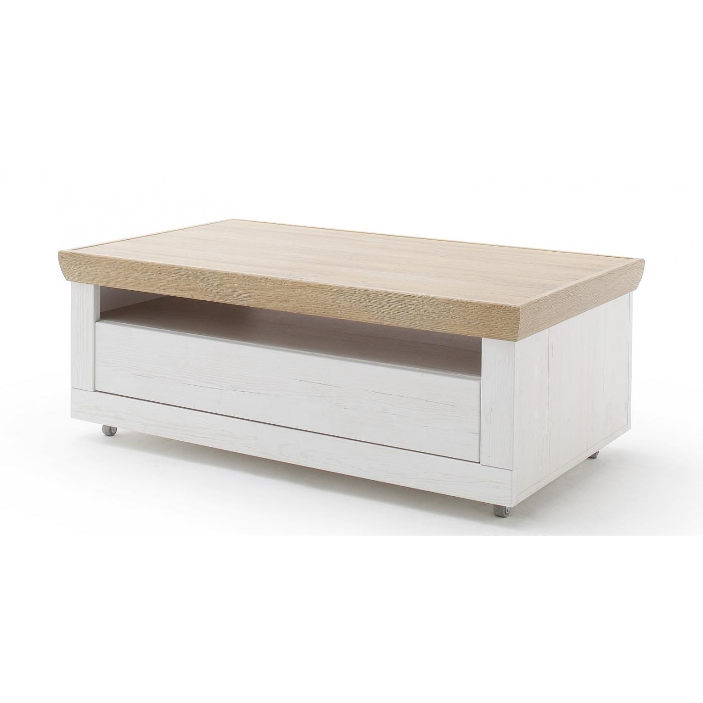 Couchtisch Madrid | Landhaus | auf Rollen | 115x60 | Pinie Aurelio/ Grandson Oak