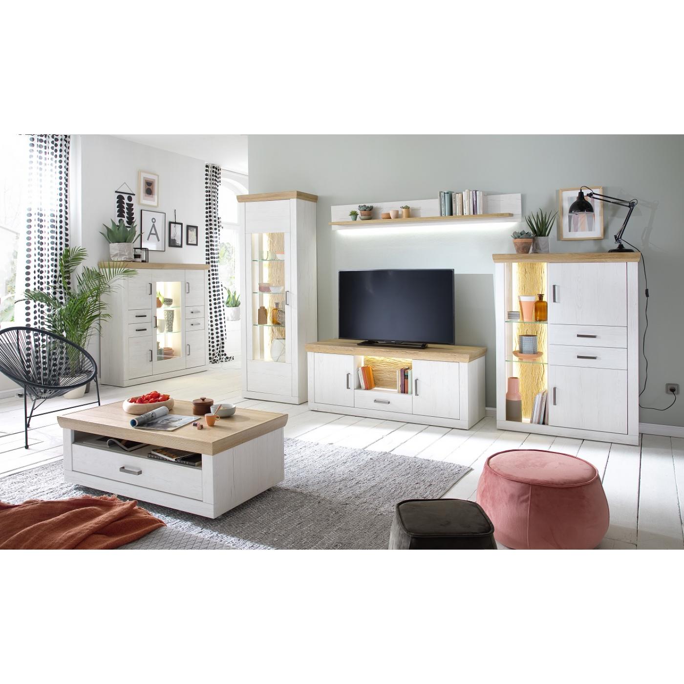 Couchtisch Madrid | Landhaus | auf Rollen | 115x60 | Pinie Aurelio/ Grandson Oak