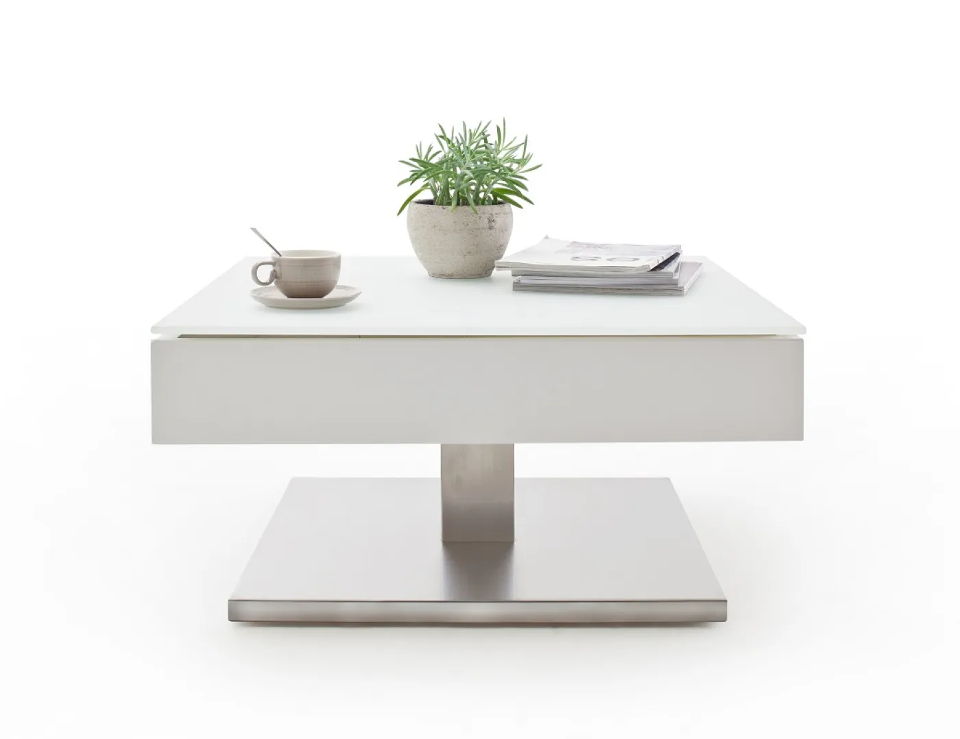 Couchtisch Mariko | Glas / MDF | 75x75 | weiß