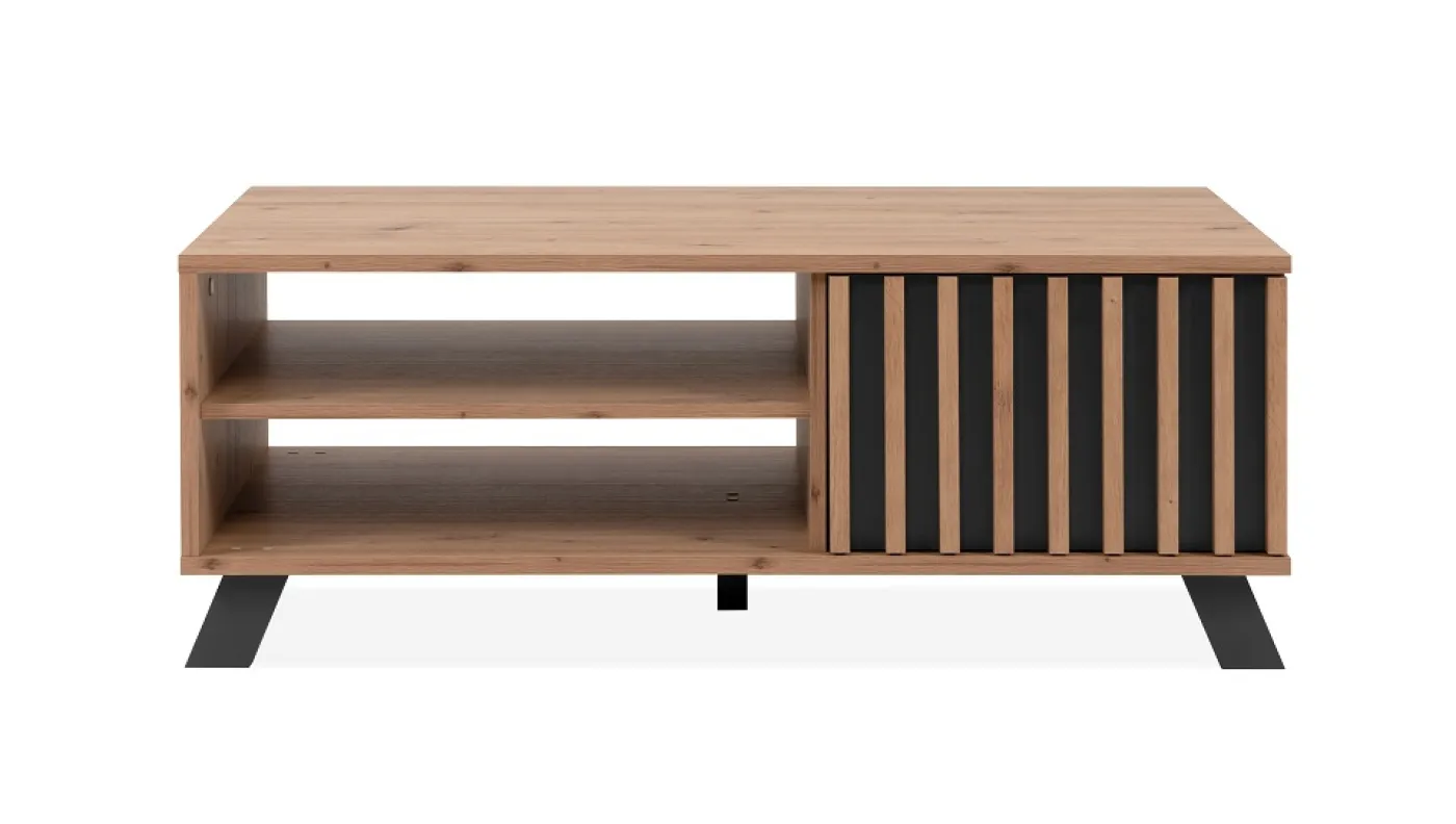 Couchtisch Medan | mit 3D-Lamellen | Artisan Eiche / anthrazit