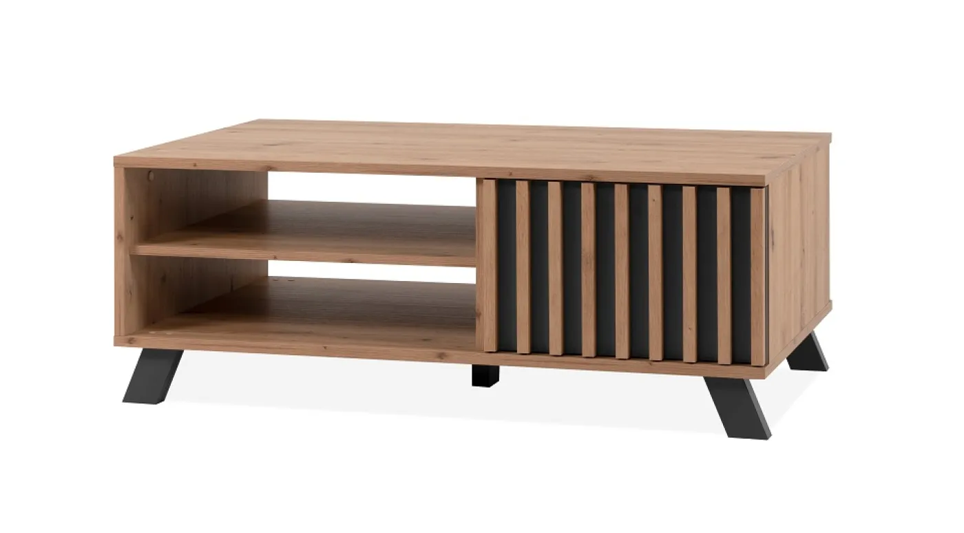 Couchtisch Medan | mit 3D-Lamellen | Artisan Eiche / anthrazit