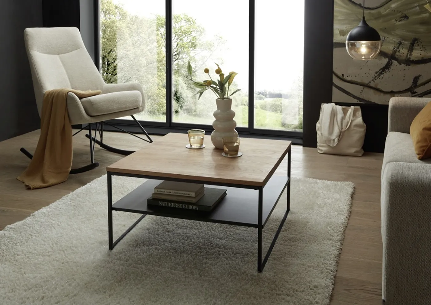 Couchtisch Mineral | 70x70 | Eiche / schwarz