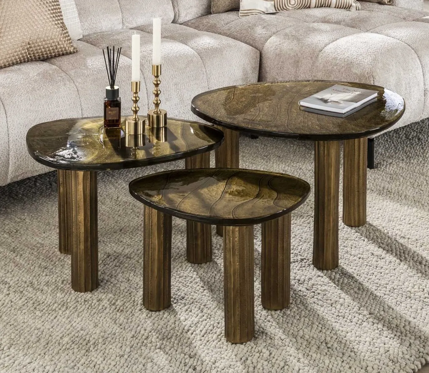 Couchtisch Mira 2 | Glas | Antikgold