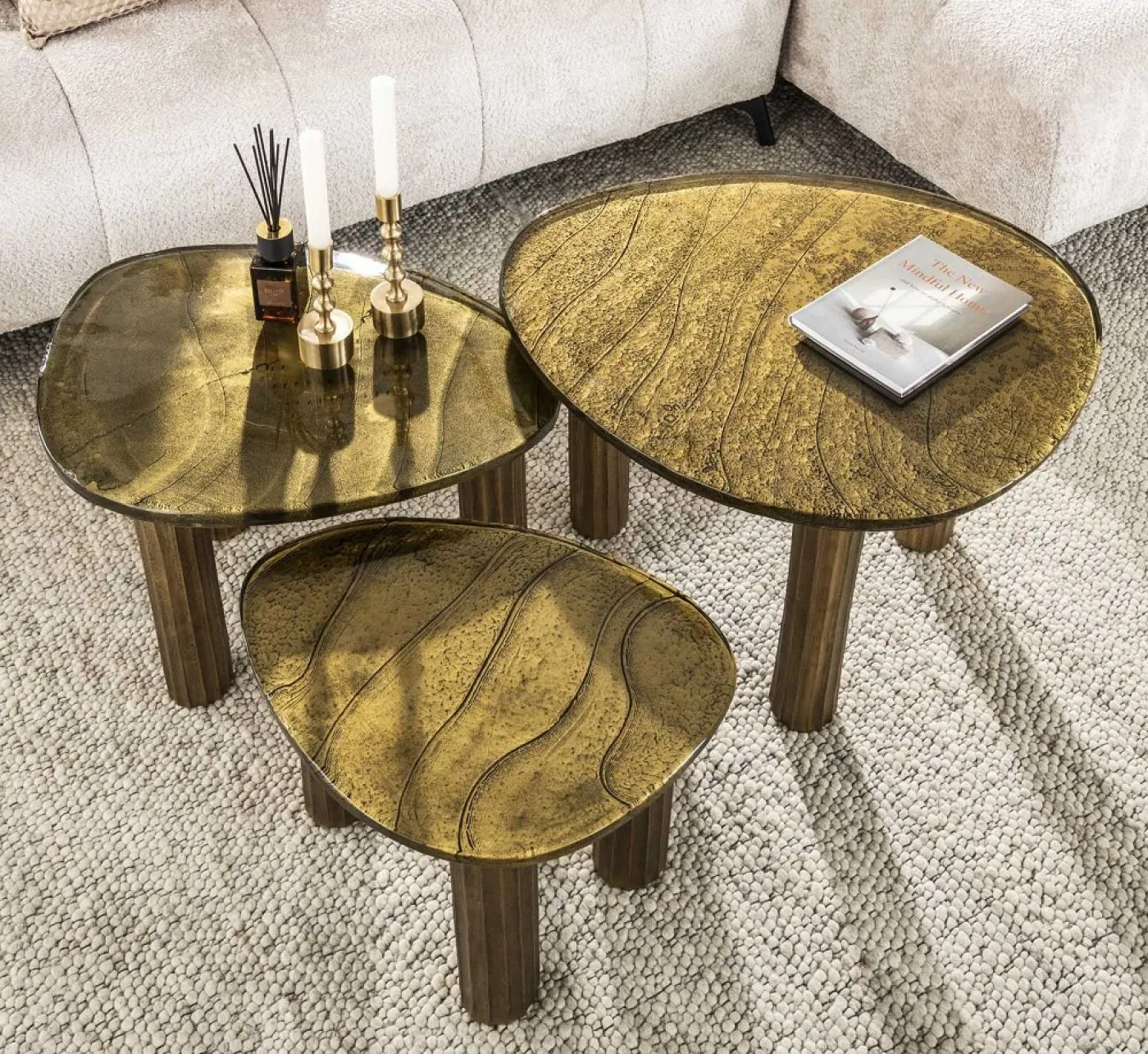 Couchtisch Mira 2 | Glas | Antikgold