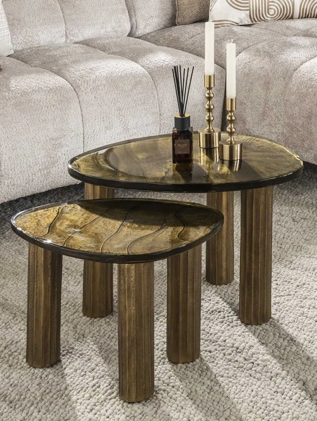 Couchtisch Mira 2 | Glas | Antikgold