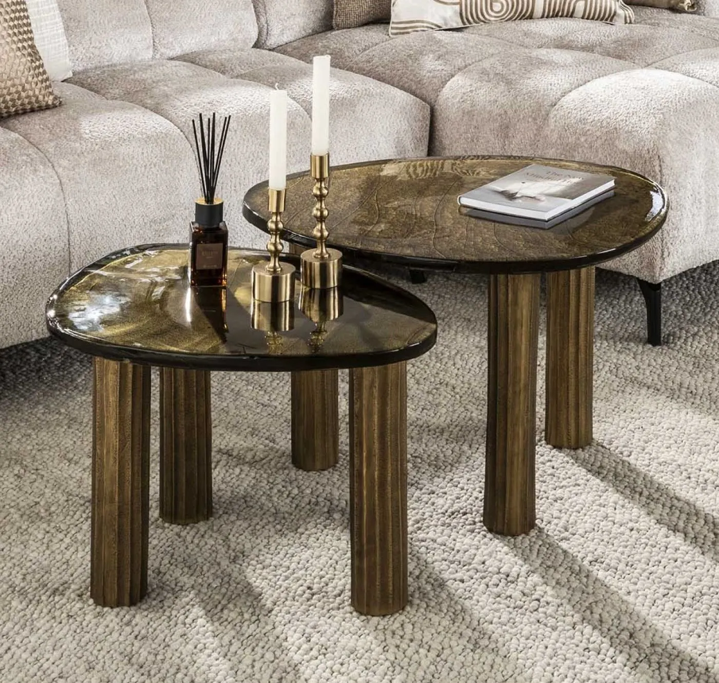 Couchtisch Mira 2 | Glas | Antikgold